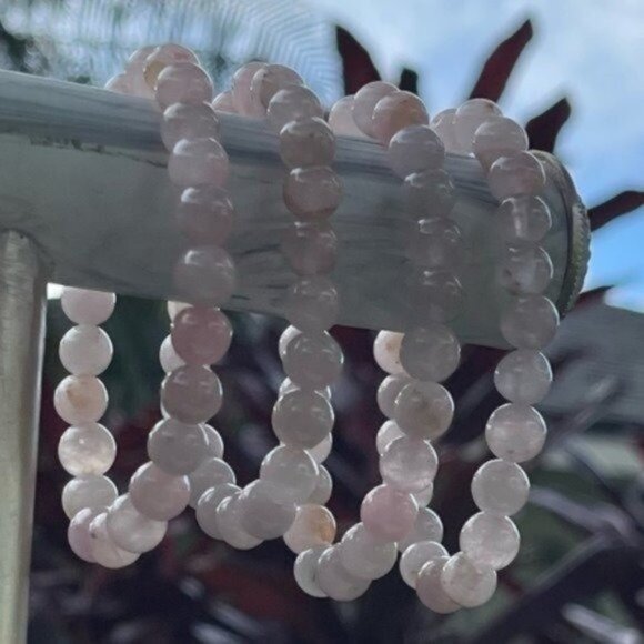 8mm Pink Quartz Chakra Stretch Bracelet - Picture 6 of 9